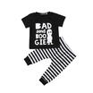 Newborn Baby Boys Girls Top T-shirt Stripes Pants Leggings Outfits Set Clothes