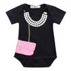 NEW Newborn Baby Girl Boy Tuxedo Bodysuit Romper Jumpsuit Bag Pearl One-pieces