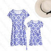 UK Family Ladys Mother Daughter Matching Girls Porcelain Print Dress Clothes