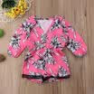 Newborn Baby Girls V Neck Floral Jumpsuit Kids Lace Romper Clothes Short Sunsuit