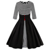 Midi Striped Formal Skater Cocktail Dress