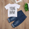 Newborn Toddler Kid Baby Boy Clothes T Shirts Tee Tops Denim Pants Outfit Set A