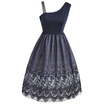 Skew Neck Floral Lace Formal Dress