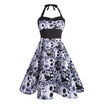 Vintage Floral Skull Print Backless Dress