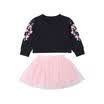 USA Canis Toddler Baby Kids Girls Floral Long Sleeve Top Skirt Outfits Clothes