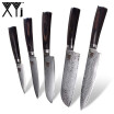 XYj Damasco Cuchillo 5 Piezas Damasco Cuchillo De Cocina 73 Capas Damasco Cuchillo De Acero Herramientas De Cocina