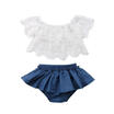 New 2PCS Baby Girl Lace T-shirts TopsShorts Pants Tutu Skirt Kid Summer Clothes