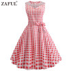 Hepburn Vintage Series Women Dress Spring And Summer Grenadine Stitching Dot Design Sleeveless Belt Retro Corset Dress