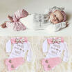 Newborn Baby Girl Cotton Top Romper Pants Leggings Headband Outfits Clothes Set