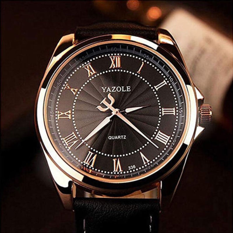 Fashion Mens Leather Military Casual Analog Quartz Wrist Watch Business Watches