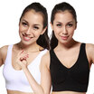 Antarctic sports bra 2 pieces equipped with anti-shake running anti-light vest girls underwear gathered no steel bra bra yoga sleep insignificant bra black white L