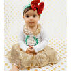 3PCS Baby Girl Sequin Princess Christmas Floral T-shirt Dress Headband