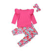 3PCS Baby Girls Flamingo Outfits T-shirt Pants Set Toddler Autumn Clothes AU