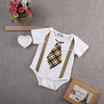 AU 2016 Baby Boy Clothes Plaid Tie Suspenders Bodysuit Romper Outfits One-pieces