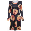 Trendy Round Collar Pumpkin Print A-line Halloween Women Dress