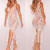 Women Bathing Suit Lace Crochet Tassel Bikini Cover Up Swimwear Beach Long Dress
