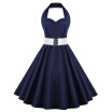 Retro Halter Sweetheart Neck Ball Party Skater Dress