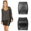 Women Sexy Black PU Leather Pencil Bodycon High Waist Mini Dress Short Skirt