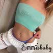 Damen Carmen Bandeau Schulterfrei Crop Top T-shirt ärmellos Oberteil