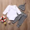 UK Stock Toddler Baby Boy Girl Cotton Romper Tops Long Pants Hat Outfits Clothes