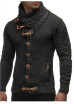 Vintage Plain Turtleneck Button Mens Sweater