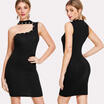 US STOCK Sexy Womens Black Cocktail Dress Mini Dress Clubwear Bodycon Irregular
