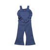 Kids Girls Bib Pants Bell-Bottom Trousers Ruffles Heart Romper Jumpsuit Outfits