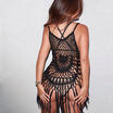 Women Crochet Knitted Swimwear Tassels Beach Dress Bikini Kaftan Cover Up Dress