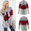 US Women Long Sleeve Knitted Plus Splice Cardigan Sweater Outwear Coat Jacket