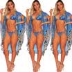 3Pc Fashion Women Floral Bikini Set Swimwear Cover Up Long Beach Dress Beachwear