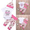 3pcs Newborn Kids Baby Girl Coming Home Clothes Romper Bodysuit Pants Outfit Set
