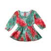 Newborn Baby Kids Girls Floral Long Sleeve V Neck Princess Party Peacock Dress