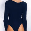 Womens Celebrity Plain Stretch Long Sleeve Bodysuit Stretch Leotard Tops Shirt