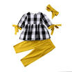 AU Toddler Kid Baby Girl Plaid Tops Shirt Pants Leggings Headband Outfit Clothes