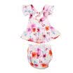 Cute Newborn Baby Girls Floral Backless Tops Shirt Pants Summer Outfits 2PCS Set