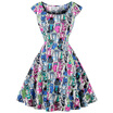 Vintage Owl Print Pin Up Skater Dress
