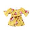 Newborn Baby Girls Flower Romper Flare Sleeve Bodysuit Jumpsuit Outfits Clothes