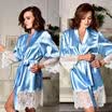 Sexy Sleepwear Nightwear Robe Satin Silk Babydoll Lace Dress Lingerie Set