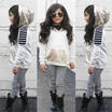 UK Toddler Kids Baby Girl Outfit Set Clothes Sequin T Shirt Top Striped Pants