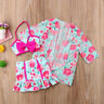 3PCS Kids Girls Swimwear Bikini Tops Skirts Baby Swimsuit Flower Cove up Costume