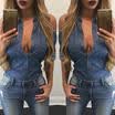 Mujeres Dama Retro Manga Larga Solapa Botón Entallado Jean Denim Camisas Blusa
