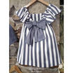 Toddler Girls Summer Princess Dress Kid Baby Bowknot Stripe Dresses Clothes US