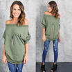 Fashion Women Off Shoulder Casual Loose Long Sleeve Chiffon Shirt Tops Blouse