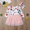 US Newborn Kids Baby Girls Dress Floral Party Dress Long Sleeve Dress Clothes