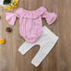 Newborn Baby Kids Girls Plaid Floral T-Shirt Tops Hole Pants Outfits Set Clothes