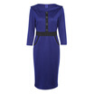 Trendy Layered Round Collar 34 Sleeve Button Zipper Pocket Women Bodycon Dress