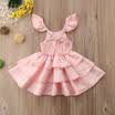 Toddler Baby Girls Check Ruffled Dress Party Pageant Tutu Dresses Skirts Clothes