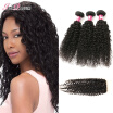 Peruvian Virgin Hair With Closure Virgin Hair Kinky With Lace Closure 7A Peruvian Human Hair Bundles With Closure