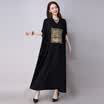 MAXWAY Women&39s 2017 National Wind Embroidered Short Sleeve One-piece Dress Cotton Cotton One-piece Dress mm mm Art Retro Skirt MW108 Black M