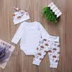 3PCS Set Newborn Baby Girl Crown Tops RomperLong Pants Hat Kids Outfit Clothes